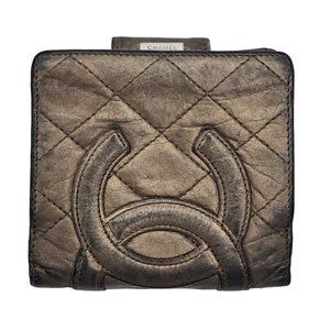Chanel Bifold Clasp Mini Leather Wallet Lady Gold - Logo Pattern - France